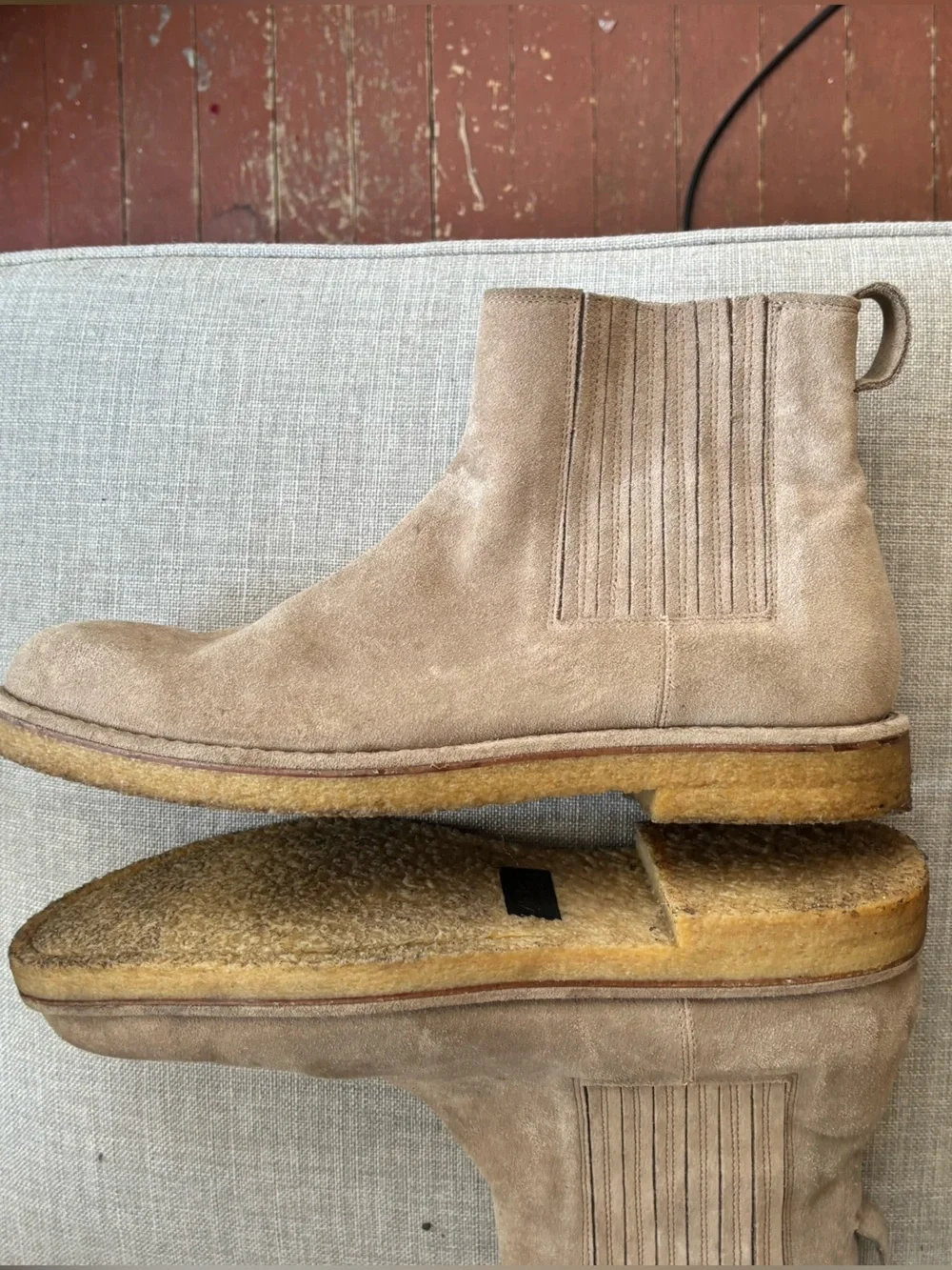 Vince Carmine Suede Chelsea Boots Crepe Sole - Made In Italy 12M